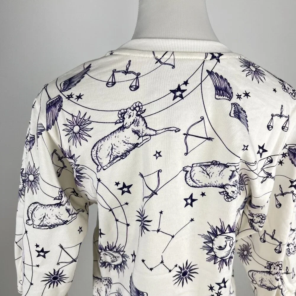 NWT Johnny Was Celestial Horoscope Sweatshirt Size S Ivory Crew Neck